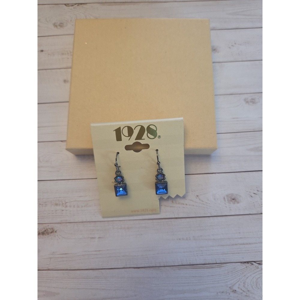 NEW 1928 Earrings Pierced Blue Rhinestone Dangle Nickel Free 🎁